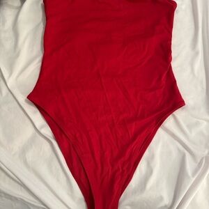 Vibrant Red Highcut One Piece Swimsuit